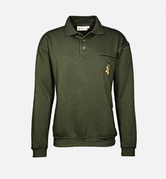 Jäger Sweat Shirt , Polo Sweat Shirt, Langarm Shirt mit Wild Motiv , Jäger Shirt